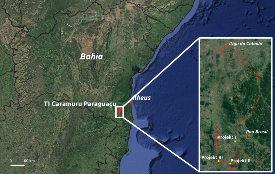 Karte vom Caramuru Paraguaçu Reservat